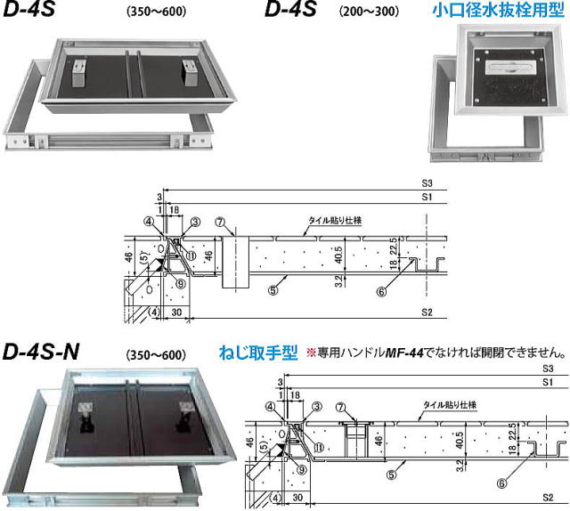 第一機材 アルミ目地フロアーハッチ D-4S・D-4S-N（一般型･モルタル充填用）