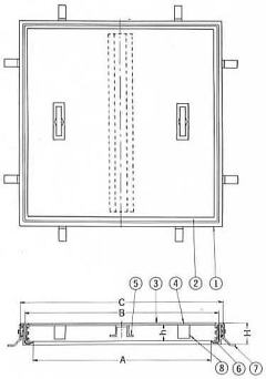 アルミ目地フロアーハッチ（簡易防臭型） INF2(樹脂タイル用) 寸法図