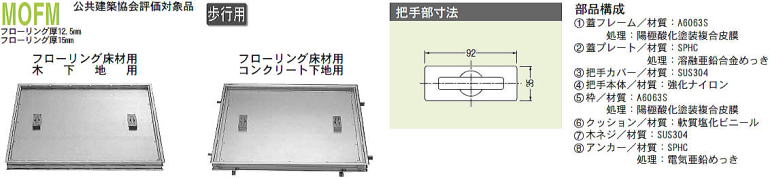 カネソウ アルミ目地フロアーハッチ MOFＭ（一般型･フローリング用）