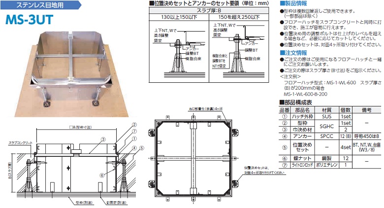 枠打込用型枠セットMS-3UT