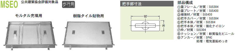 カネソウ ステンレス目地フロアーハッチ MSEO（一般型）