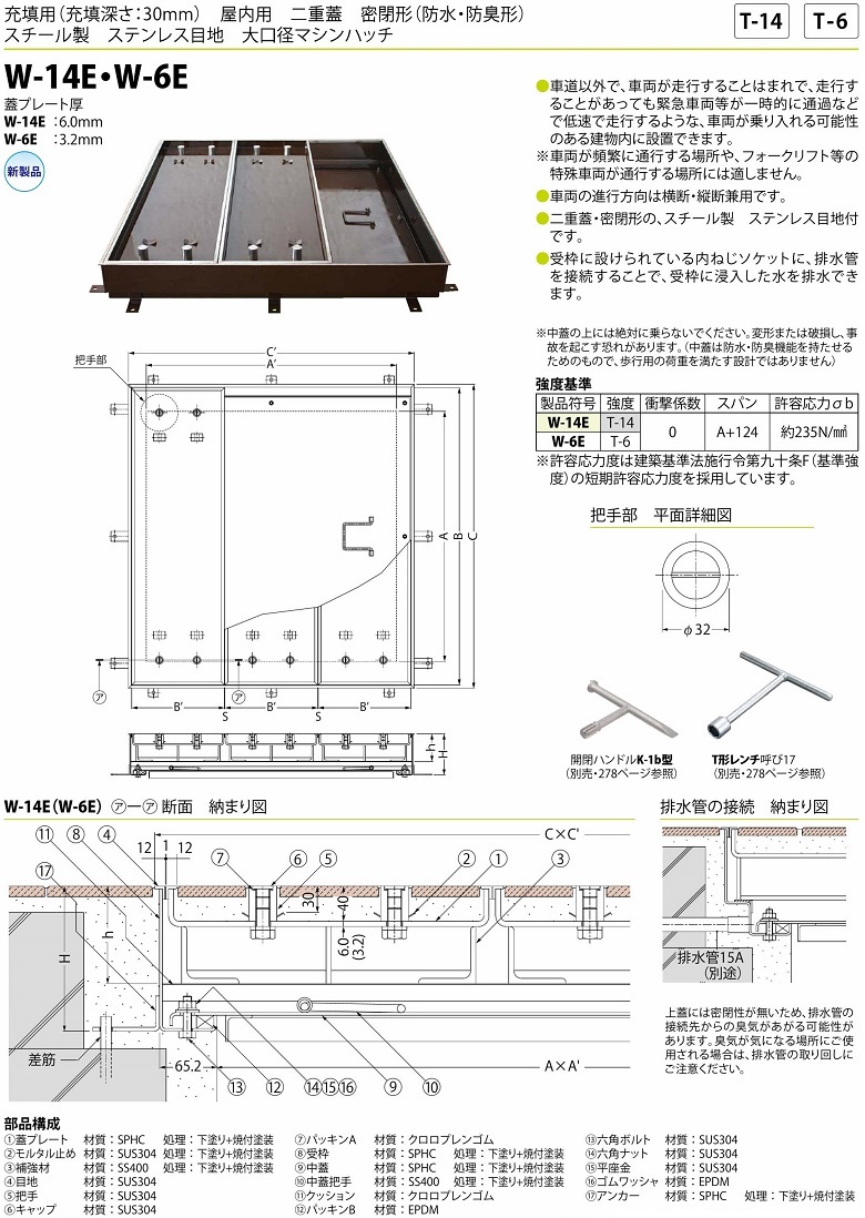 カネソウ 大口径フロアーハッチ W-14E