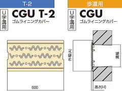 ゴムグレーチング U字溝用ツバ付タイプ 寸法図