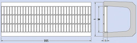 ギザ（ノンスリ）圧接Ｕ字溝グレーチング 一般用 寸法図