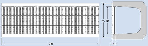 ギザ（ノンスリ）細目Ｕ字溝グレーチング 寸法図