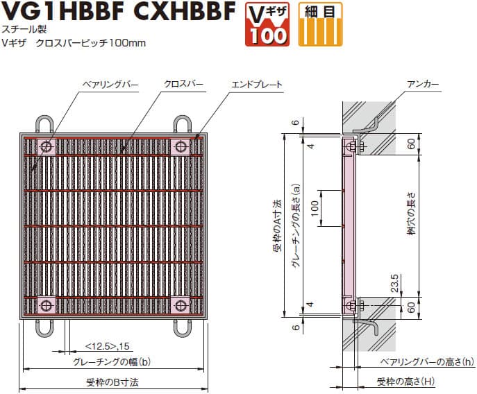 中部コーポ VG1HBBF ボルト固定式 細目マスグレ