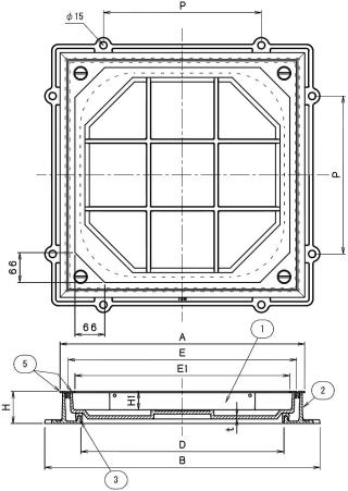 カラー舗装用 化粧マンホール EMAP4S 寸法図