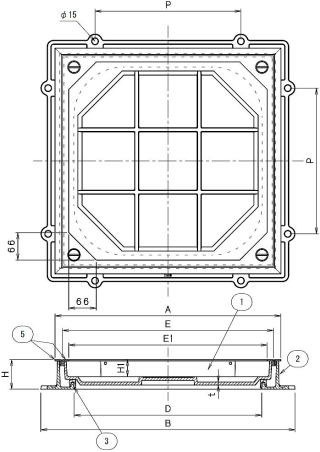 カラー舗装用 化粧マンホール EMBH4S 寸法図