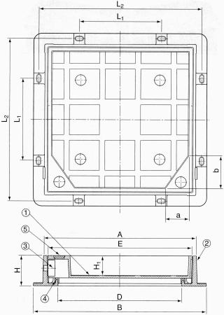 インターロッキングブロック用 化粧マンホール EMBH7 寸法図 寸法図