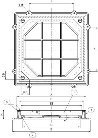 カラー舗装用 化粧マンホール EMBP4S 寸法図