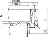 中部コーポレーション 角枠ステン目地タイプ インターロッキングブロック用化粧マンホール MID-1HS-750/900 Ｌ目地 スライド開閉 充填深さ70ミリ 詳細寸法図