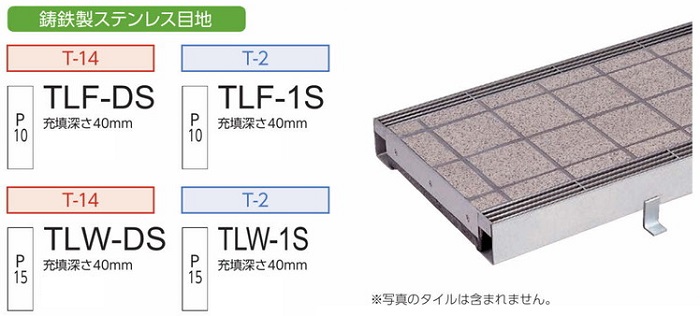 中部コーポレーション 化粧溝蓋 カラー舗装タイル充填用 側溝用 TLF-DS・TLF-1S、TLW-DS・TLW-1S