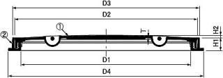 第一機材 一般型丸枠マンホール蓋 DMHB-R2 （2トン用・水封型） 寸法図