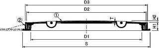 第一機材 一般型角枠マンホール蓋 DMHB （2トン用・水封型） 寸法図