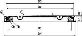 第一機材 回転ロック式丸枠マンホール蓋 MSA-PRL・MCA-PRL 寸法図