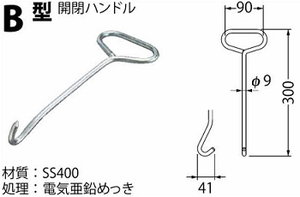 B型開閉ハンドル