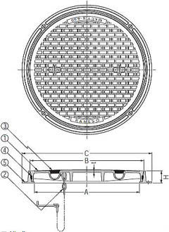 カネソウ テーパ・パッキン式マンホール蓋 MKCY-2・MKCY-6・MKCY-S 寸法図