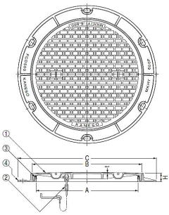 カネソウ 組立人孔マンホール蓋（簡易密閉型） MKHY-25(F)・MKHY-S(F)・MKHY-8(F)・MKHY-6(F)・MKHY-2P(F) 寸法図
