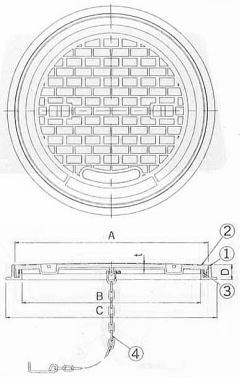 ニムラ 一般型丸枠マンホール蓋 NCH2Rタイプ（2トン用） 寸法図