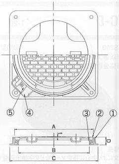 ニムラ 施錠式マンホール蓋 NCH1K、NCHDK 寸法図