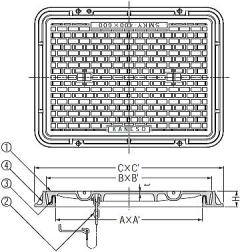 カネソウマンホール蓋 ハンドホール用 SMK・SMKY（6トン用） 水封型/簡易密閉型 寸法図
